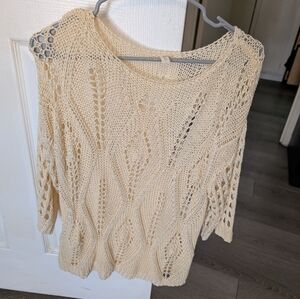 Elegant Cream Knit Women's Sweater